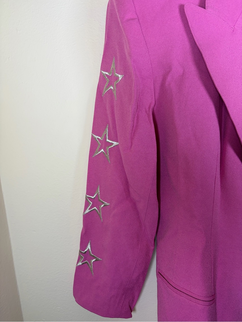 Vintage 80s Solini New York Pink Star Rhinestone Blazer Jacket Western Glam 14 - Picture 4 of 16